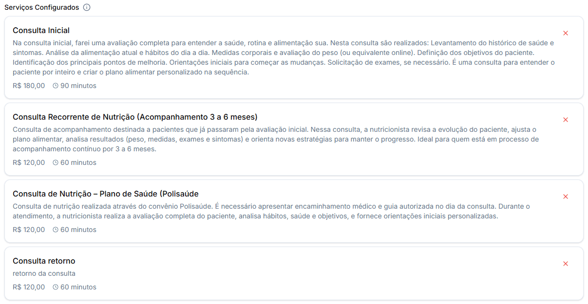Configuração de serviços na Conn.fit